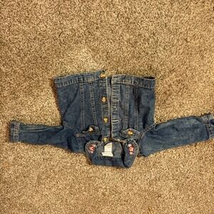 Daisy Fuentes Kids Denim Jacket Blue Embroidered Flowers 24M